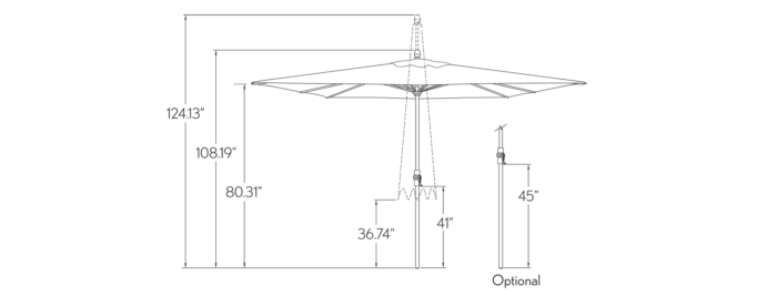 8'x11’ Rectangle Crank Lift Market Umbrella - Image 3