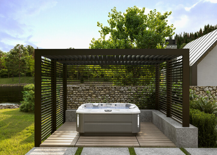 hot tub enclosure - hot tub under louvered gazebo